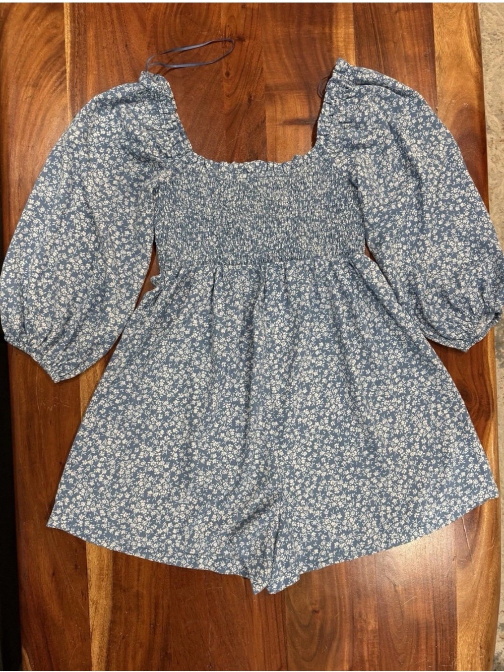 Lush Blue Floral Smocked Romper